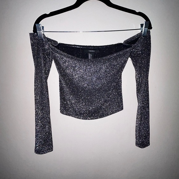 Black Stardust Y2K Off The Shoulder Crop Top - Picture 3 of 11